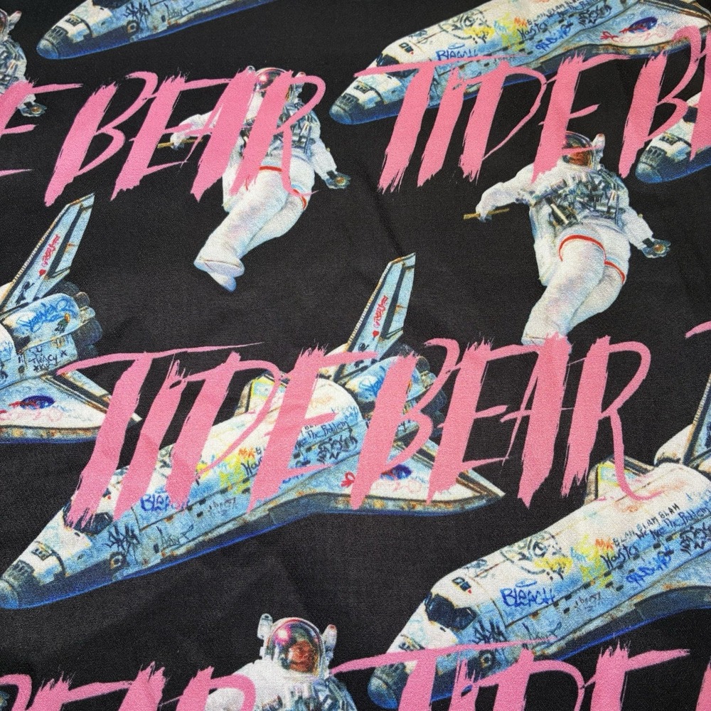 Gloomy Bear Mens Large Short Sleeve Button Up Tide Bear Space Shuttle Shirt - Picture 5 of 7